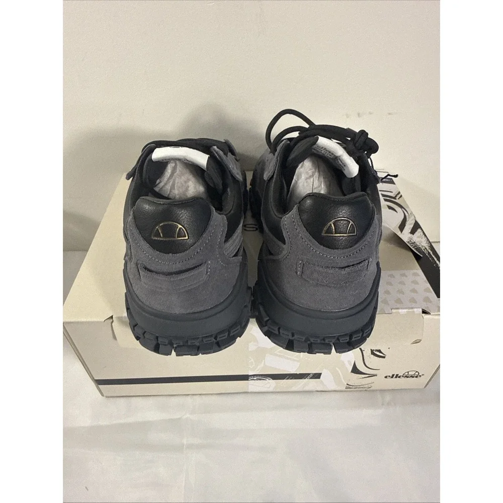 Ellesse LSR80 Sneakers Men's Chunky Trail Shoes Black Gray Suede Leather NIB 8.5